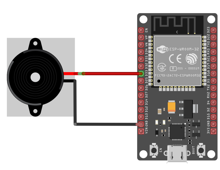 connecting buzzer with esp32