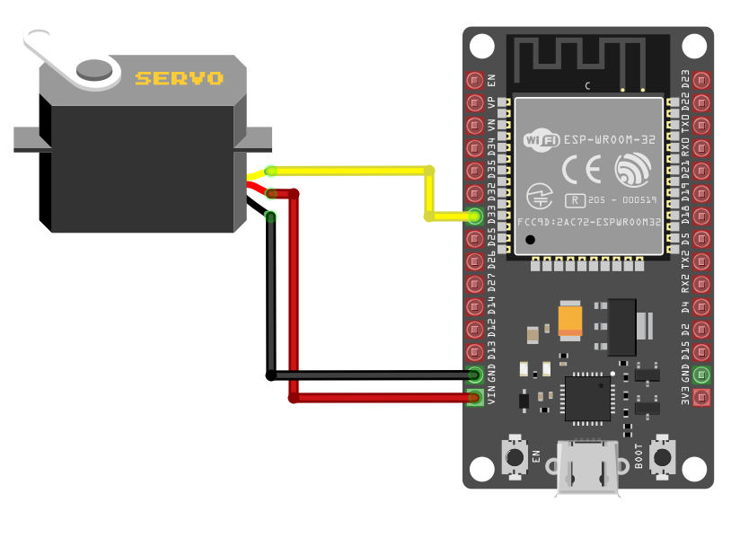 connecting servo motor with esp32